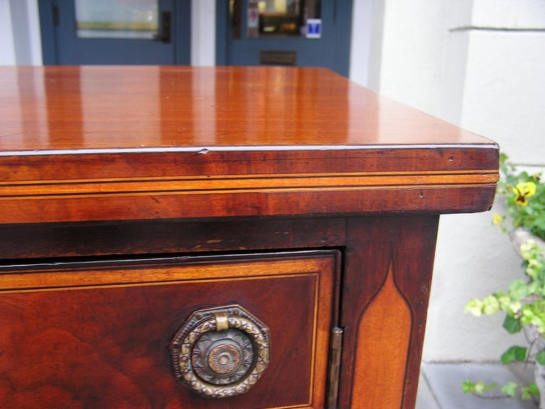 English Regency Mahogany Bow Front Satinwood Inlaid Sideboard, Circa 1790 For Sale 2