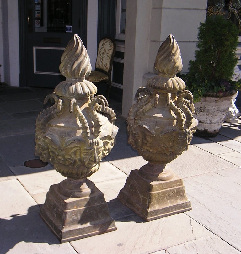 Pair of American Cast Iron Mythological Garden Ornaments In Excellent Condition In Hollywood, SC