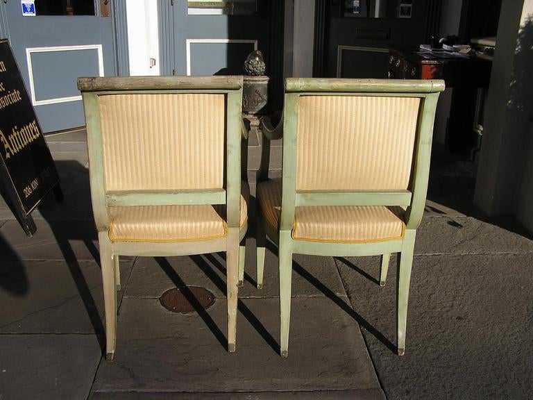Pair of Regency Italian Painted and Gilt Dolphin Arm Chairs 5
