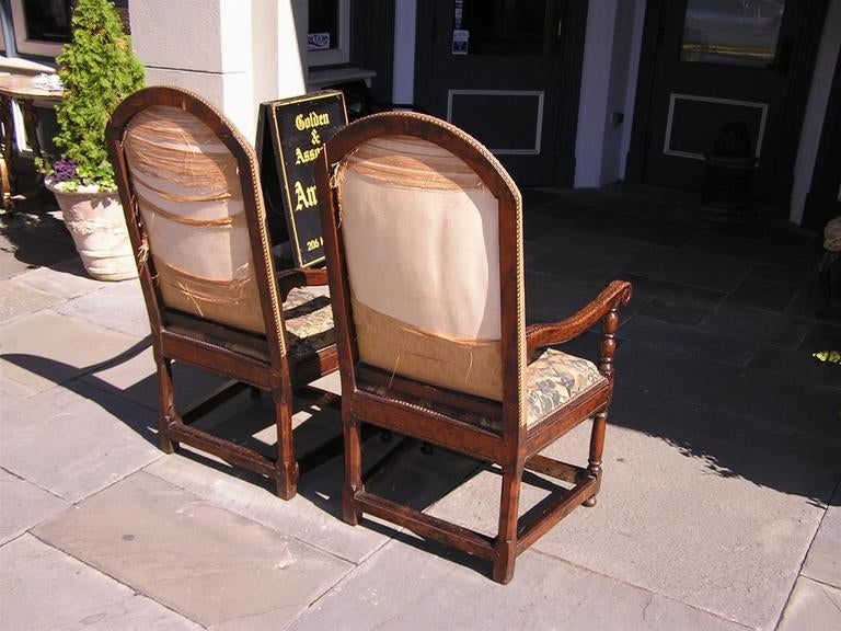 Pair of Italian Walnut Needlepoint Arm Chairs, 18th century For Sale 3