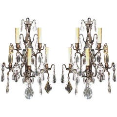 Pair of French Gilt Bronze and Crystal Sconces. Circa 1820 1