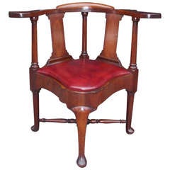 English Mahogany Queen Anne Corner Chair.  Circa 1760