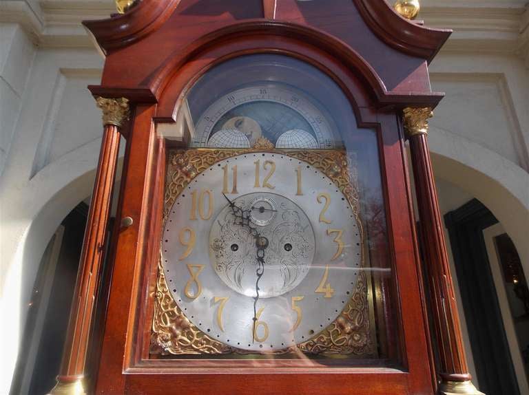 19th Century English Mahogany Tall Case Clock. Circa 1870 For Sale