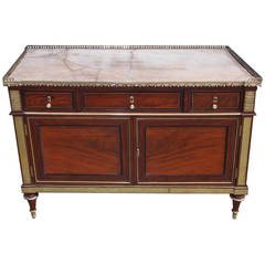French Mahogany & Marble Brass Gallery Commode. Circa 1770