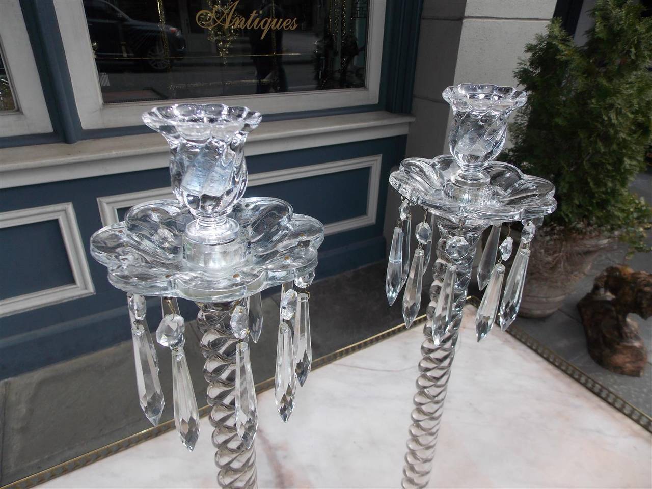 Pair of American Fostoria Crystal Candlesticks. Early 20th Century In Excellent Condition In Hollywood, SC