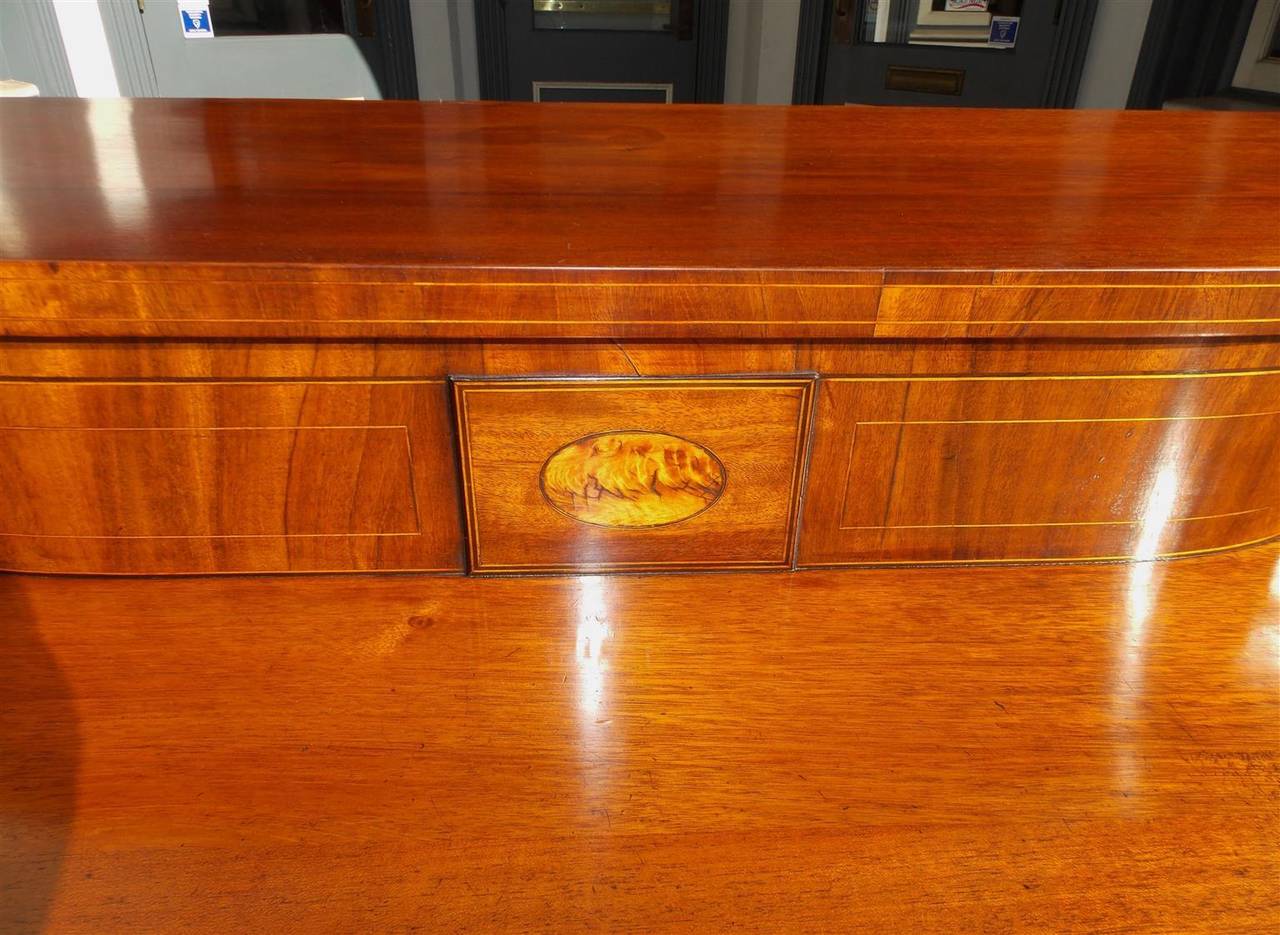 Early 19th Century Charleston Mahogany Bow Front Inlaid Stage Top Sideboard, Circa 1800