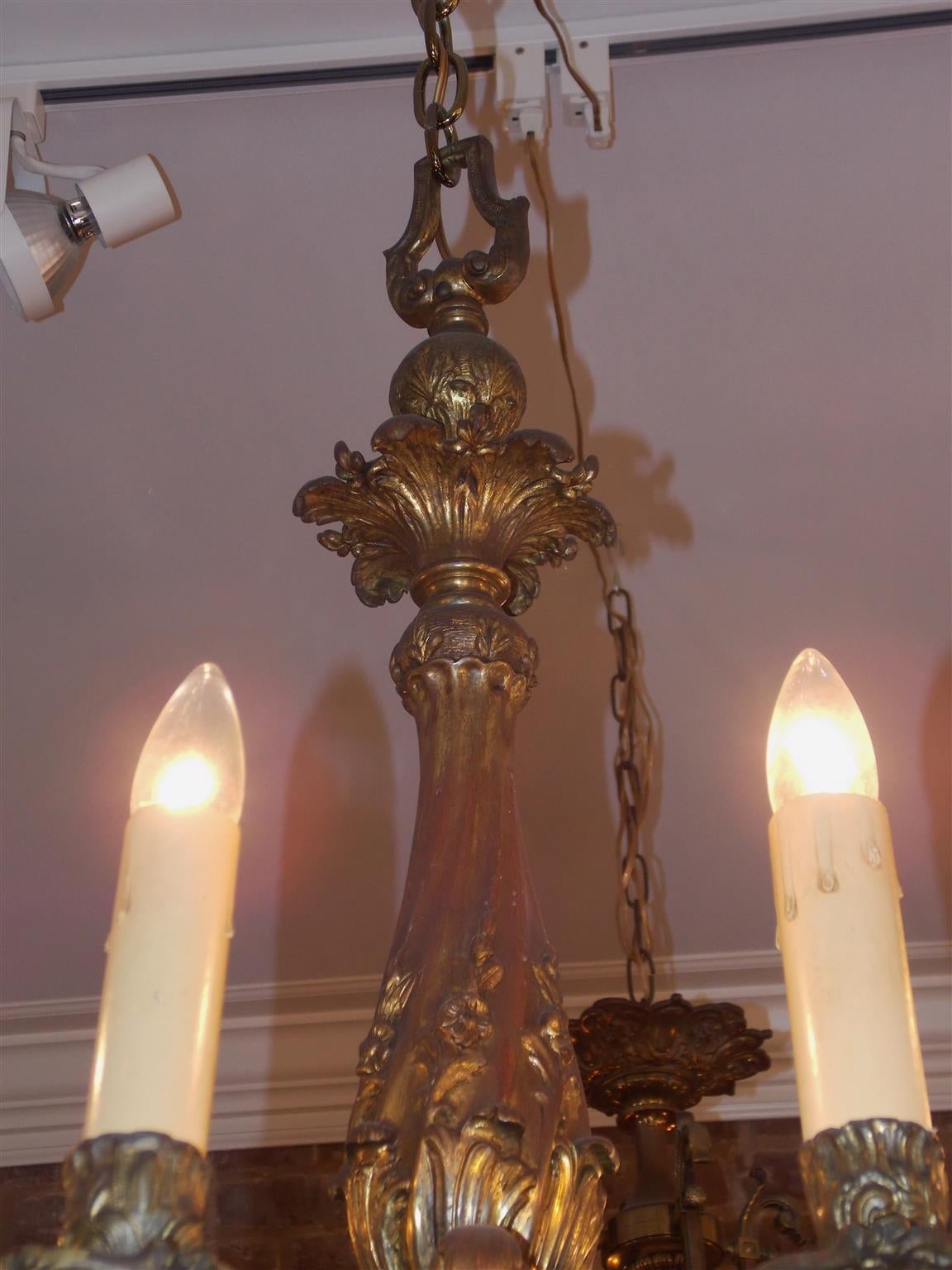 French Gilt Bronze Decorative Floral Chandelier, Circa 1840 In Excellent Condition For Sale In Hollywood, SC