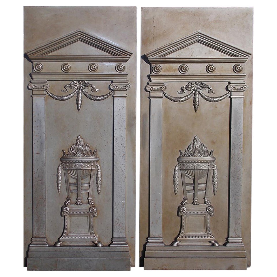 Pair of English Polished Steel Fire Backs. Circa 1790 For Sale