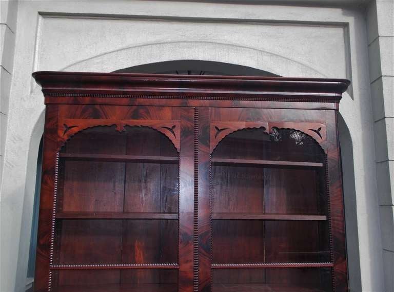 American Crotch Mahogany Glass Front Bookcase. Circa 1850 For Sale 1