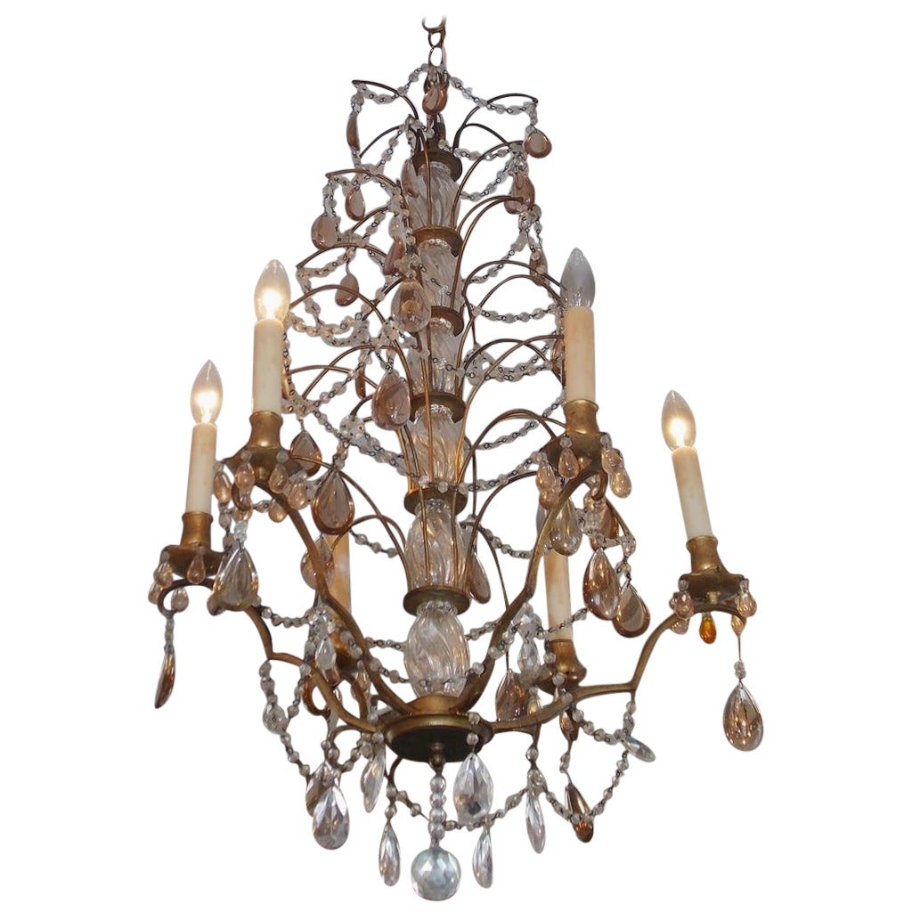French Gilt Bronze and Crystal Tiered Chandelier, Circa 1830 For Sale