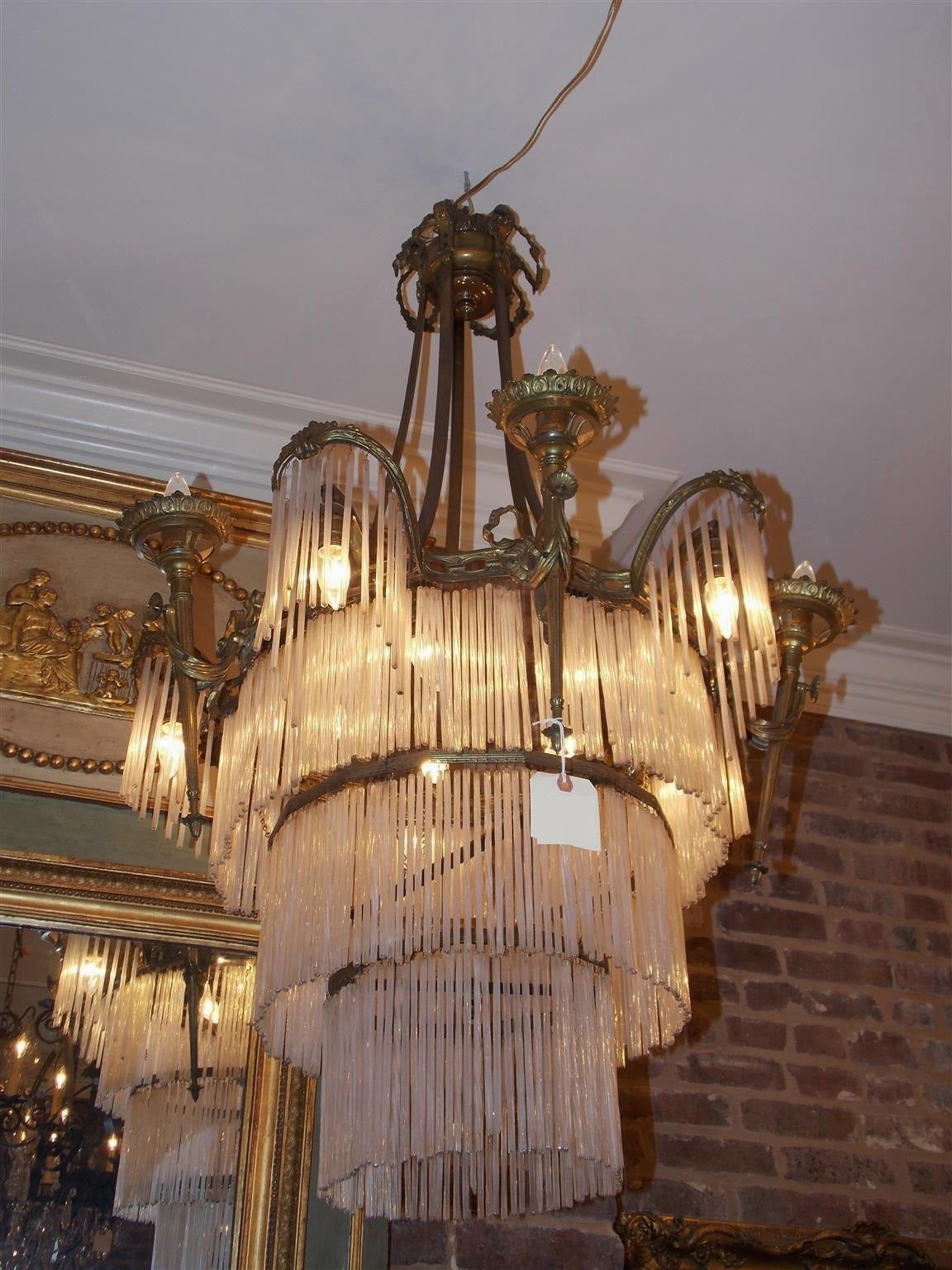 Late 19th Century French Gilt Bronze and Crystal Tiered Chandelier, Circa 1870 For Sale