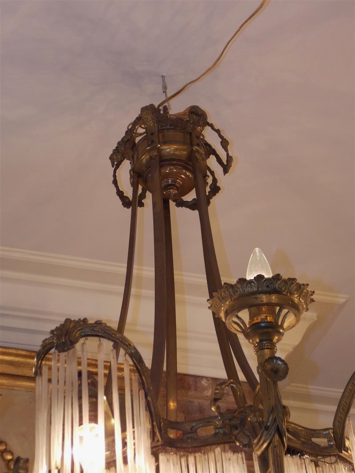French Gilt Bronze and Crystal Tiered Chandelier, Circa 1870 For Sale 1