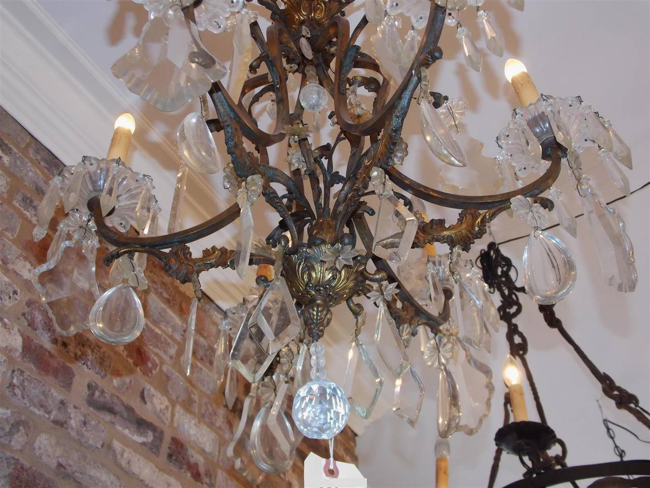 French Gilt Bronze and Crystal Floral Chandelier, Circa 1850 For Sale 1