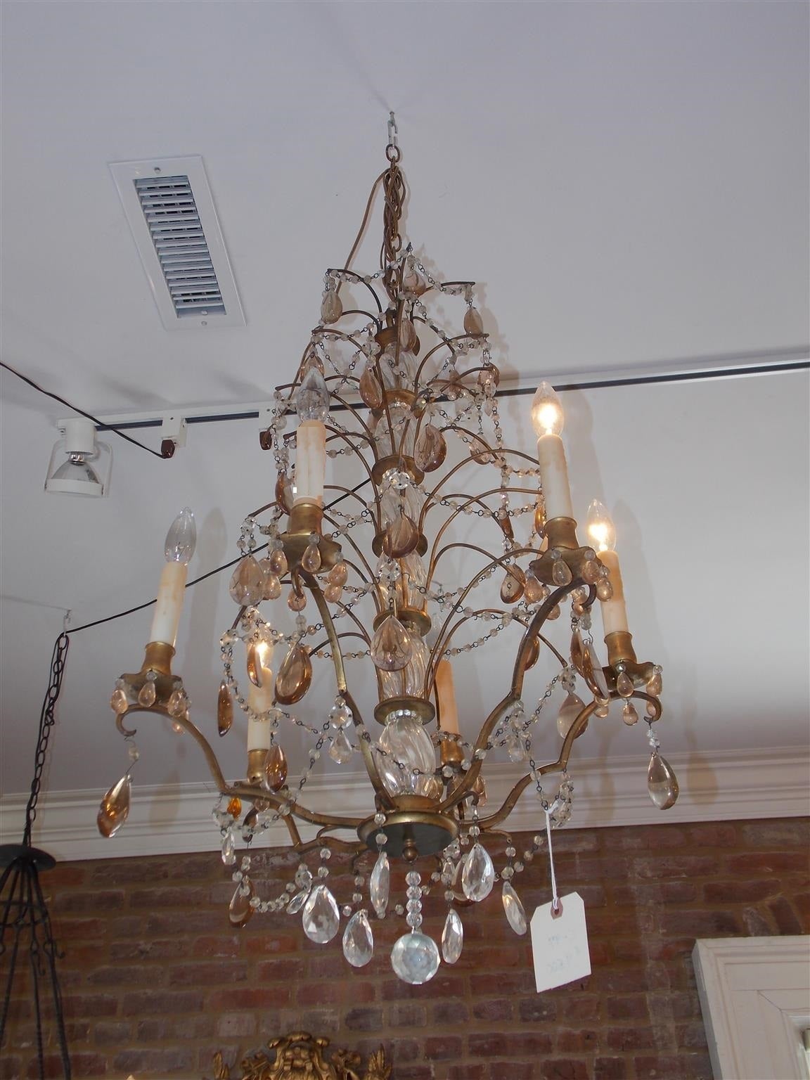 French Gilt Bronze and Crystal Tiered Chandelier, Circa 1830 In Excellent Condition For Sale In Hollywood, SC