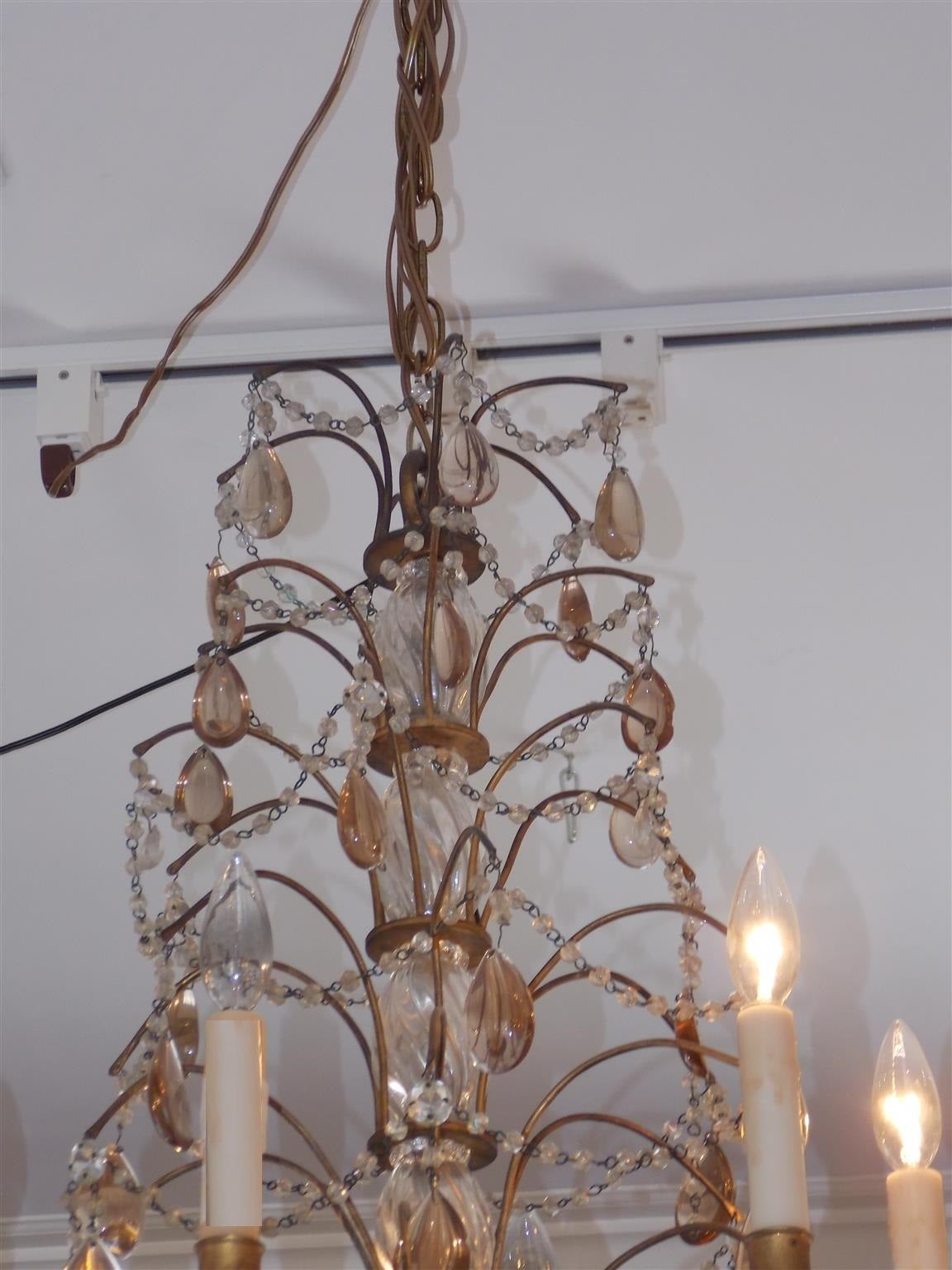Mid-19th Century French Gilt Bronze and Crystal Tiered Chandelier, Circa 1830 For Sale