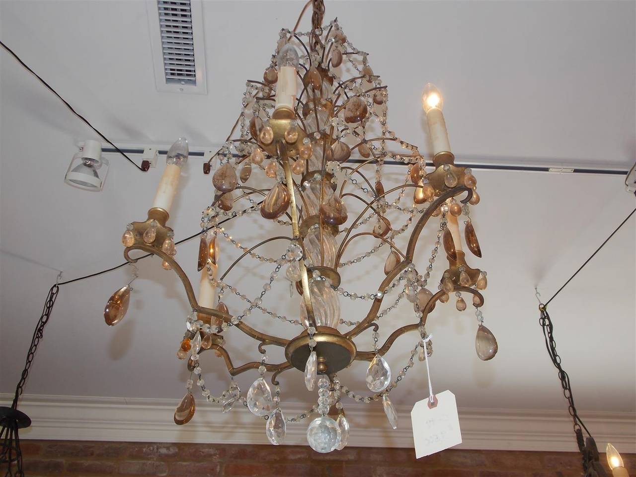 French Gilt Bronze and Crystal Tiered Chandelier, Circa 1830 For Sale 1