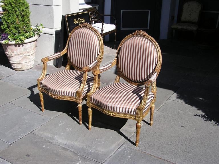 Pair of French Gilt Floral Arm Chairs, Circa 1850 In Excellent Condition For Sale In Hollywood, SC