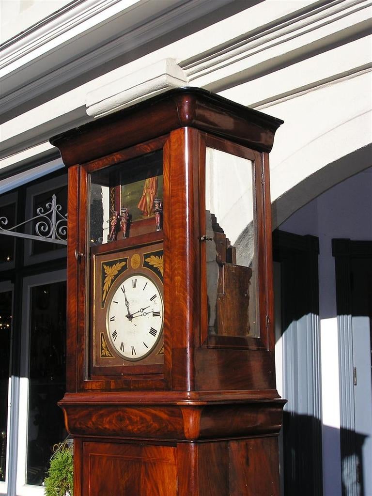 18th Century and Earlier German Mahogany Tall Case Flute Clock For Sale