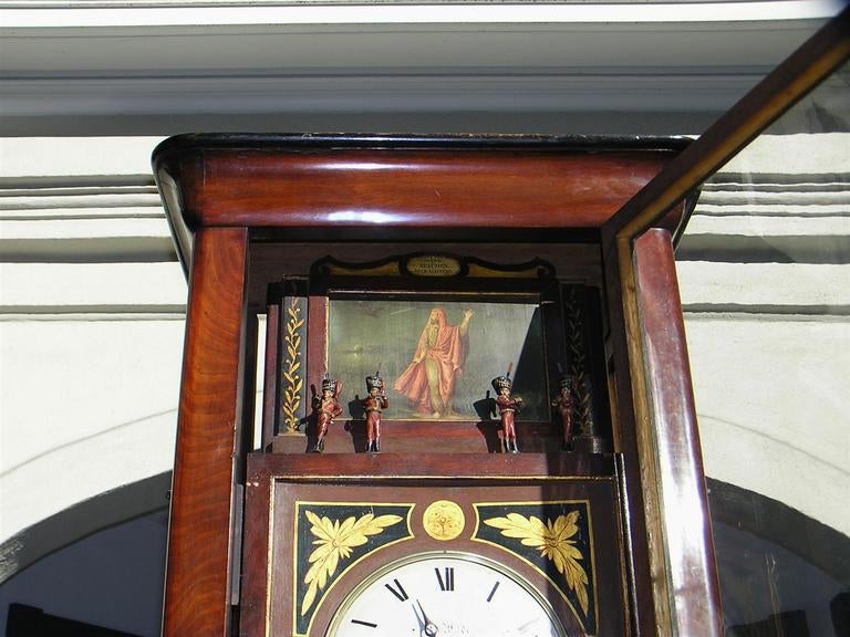 German Mahogany Tall Case Flute Clock For Sale 1