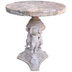 Italian Marble Cherub Pedestal Table