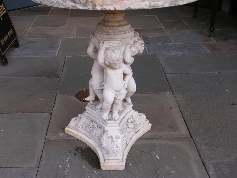 Italian Marble Cherub Pedestal Table 1