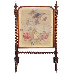 English Kings Wood Needlepoint Fire Screen. Circa 1840