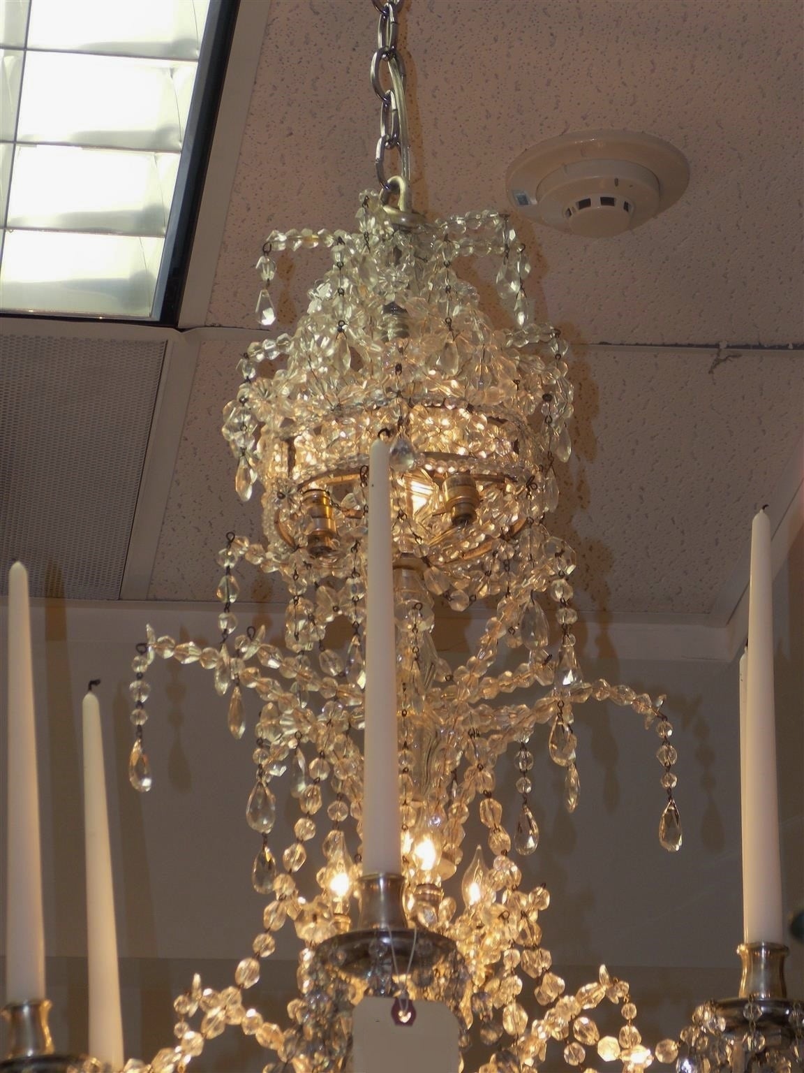 French Silver Gilt Nickel and Bronze Six Arm Crystal Chandelier, Circa 1780 In Excellent Condition For Sale In Hollywood, SC
