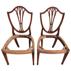 Used Pair of Charleston Classical Shield Back Mahogany  Side Chairs, Circa 1790