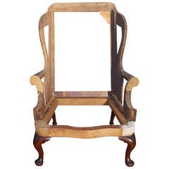 English Queen Anne Mahogany Wing Back Chair, Circa 1740