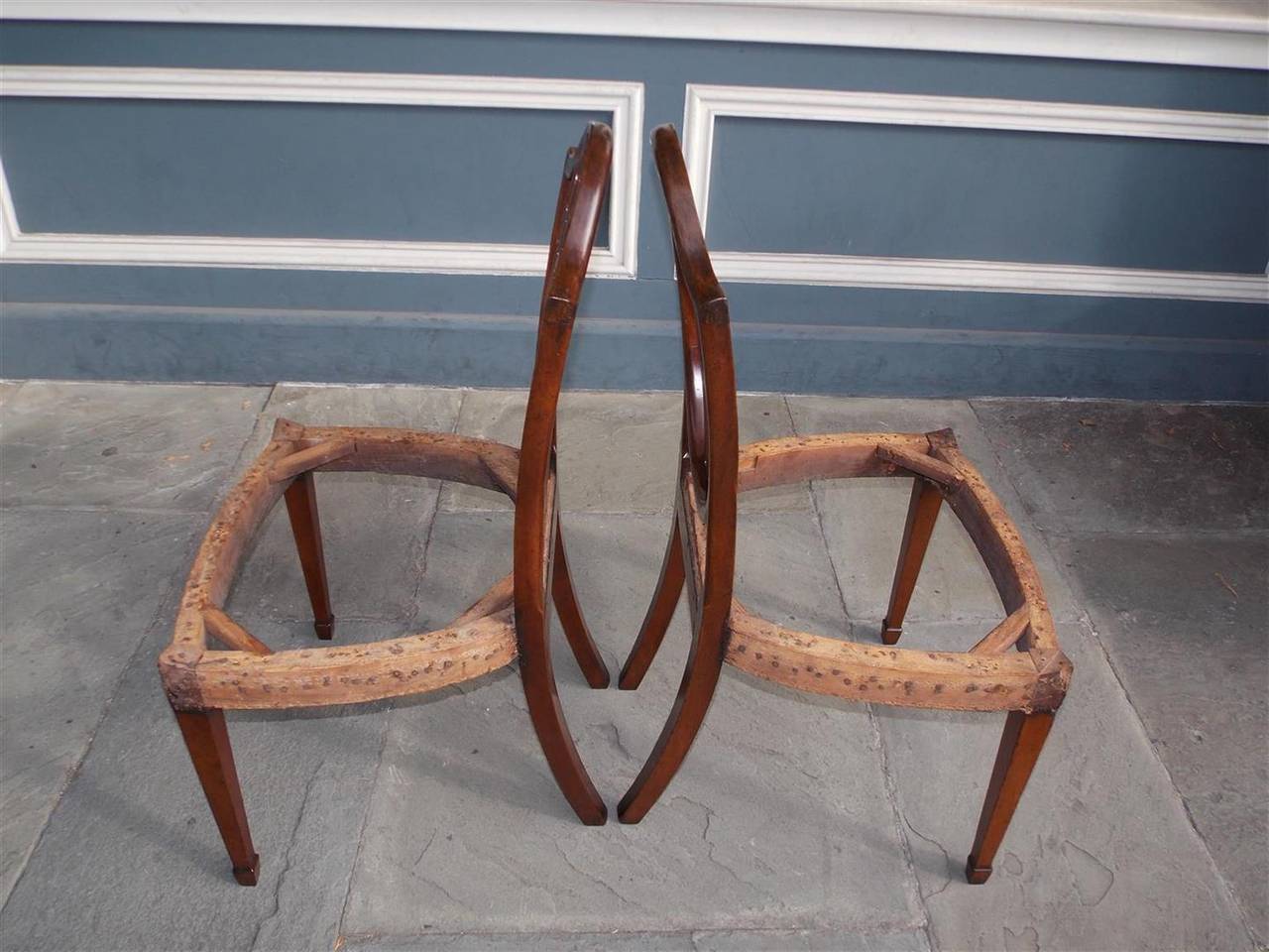 Late 18th Century Pair of Charleston Classical Shield Back Mahogany  Side Chairs, Circa 1790