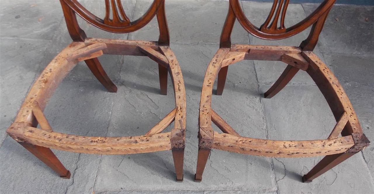 Pair of Charleston Classical Shield Back Mahogany  Side Chairs, Circa 1790 3