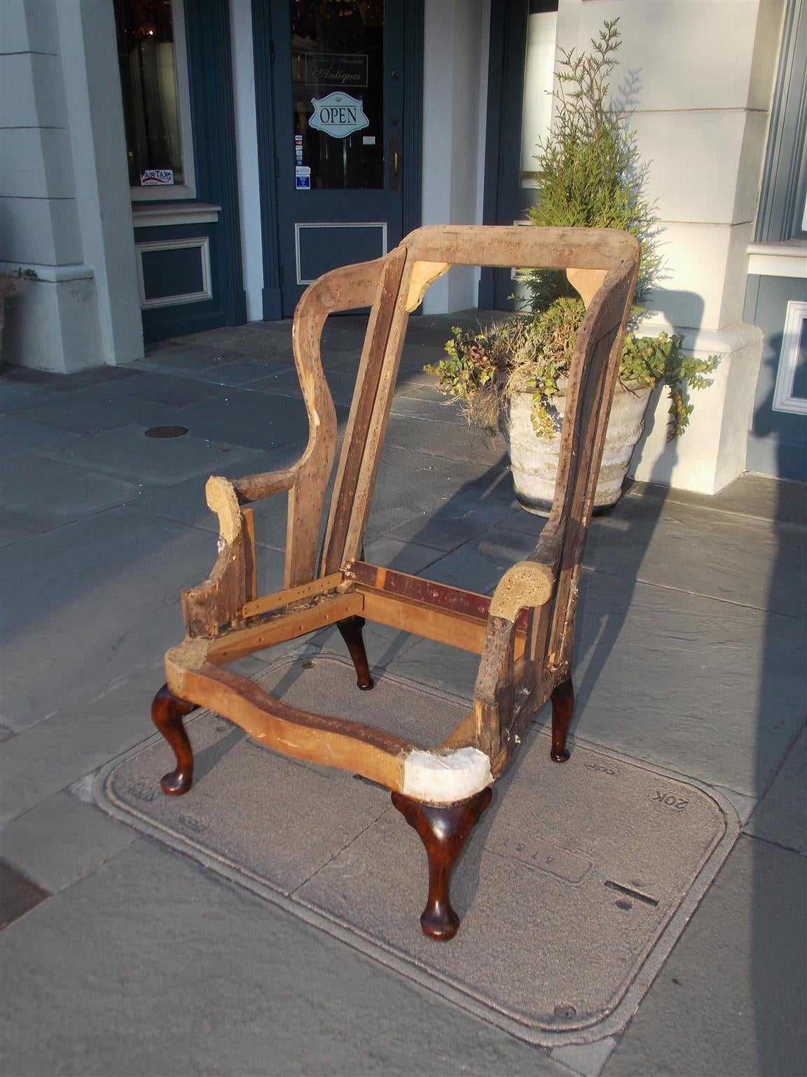 antique queen anne wingback chair