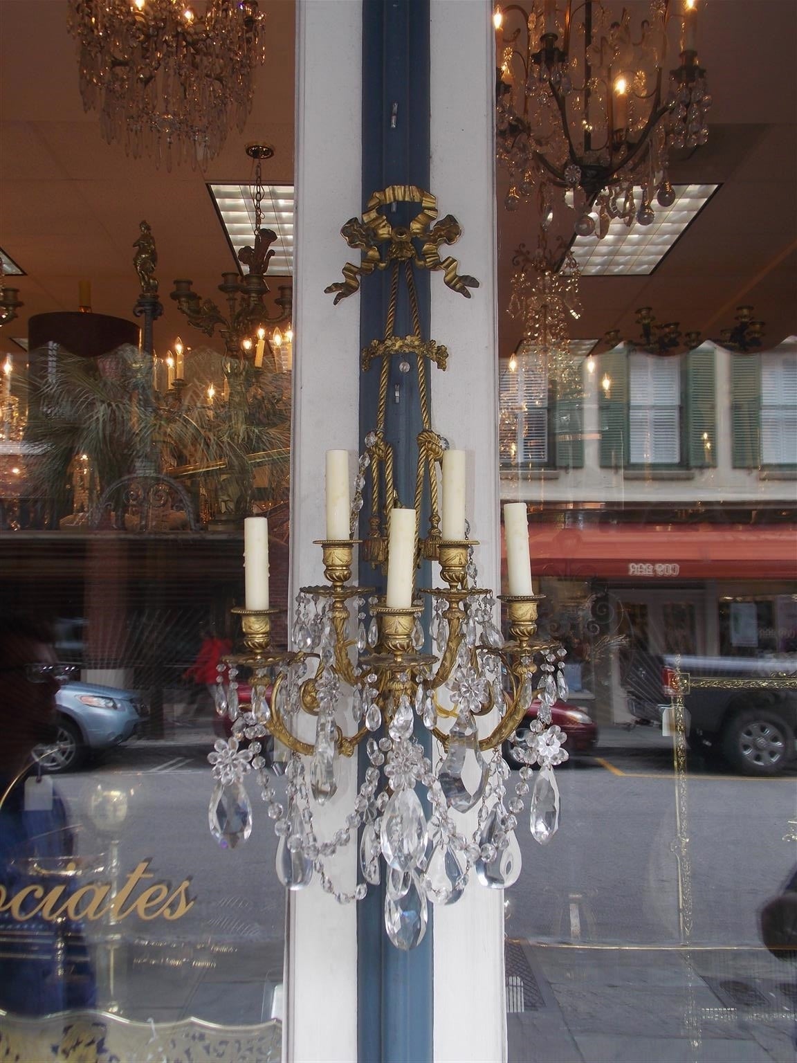 Pair of French Gilt Bronze and Crystal Sconces, Circa 1830