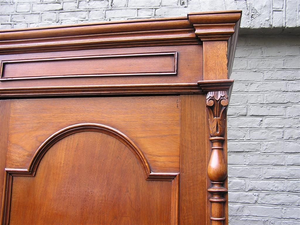 American Empire American Walnut Hinged Armoire with Arched Doors and Interior Shelving. C. 1810 For Sale