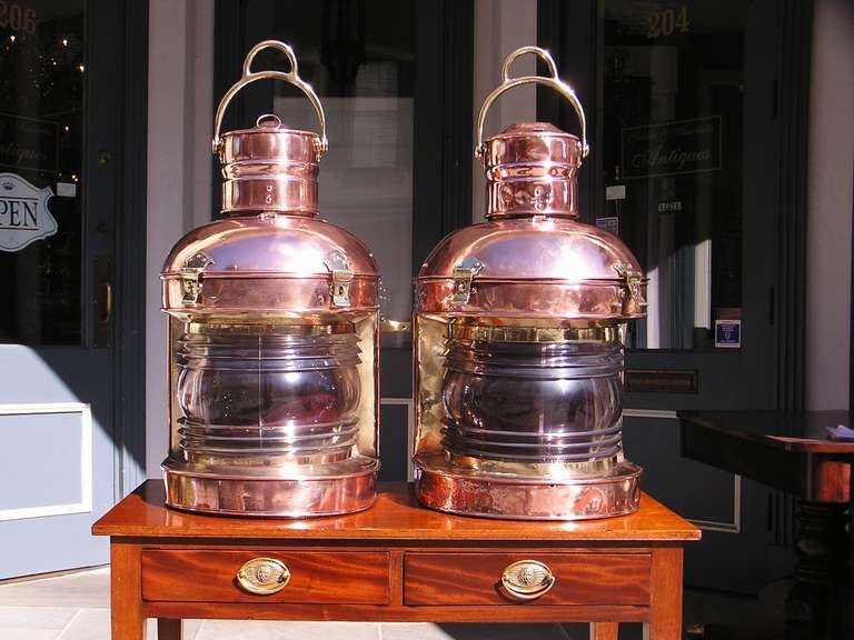 Pair of American Copper and Brass Ship Lanterns