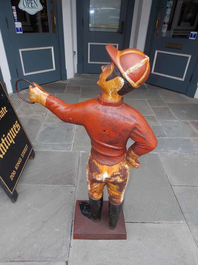 English Cast Iron and Painted Lawn Jockey. Circa 1870 In Excellent Condition In Hollywood, SC