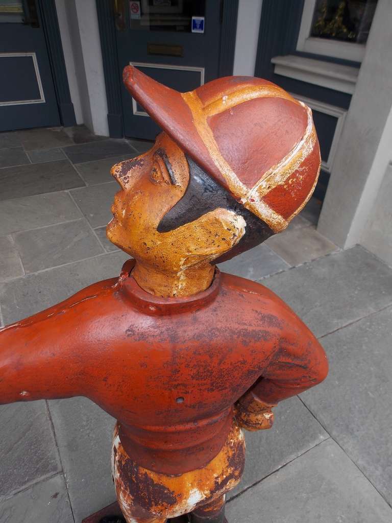 Late 19th Century English Cast Iron and Painted Lawn Jockey. Circa 1870