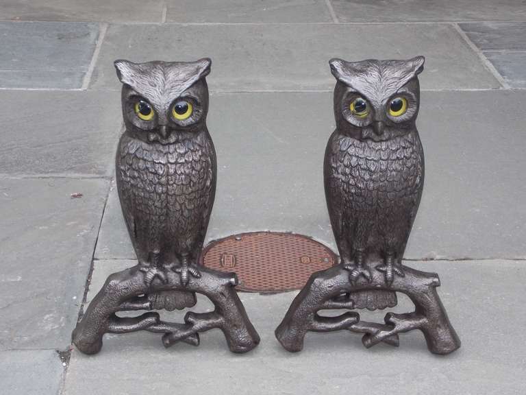 antique owl andirons