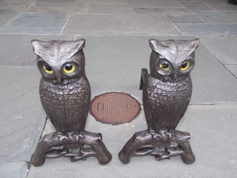 owl andirons for sale