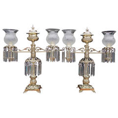 Pair of American Argand Lamps, Signed P & A Manufacturing Co. Circa 1880
