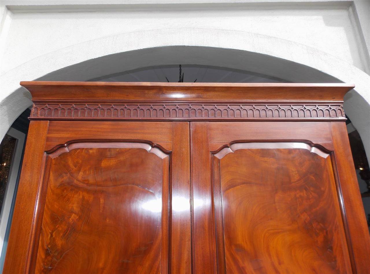 Brass English Chippendale Mahogany Blind Door Secretary With Bookcase, Circa 1775 For Sale