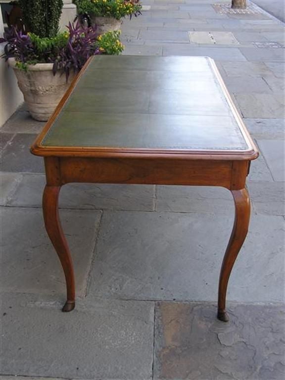 Brass French Cherry Leather Top Library Table, Circa 1770