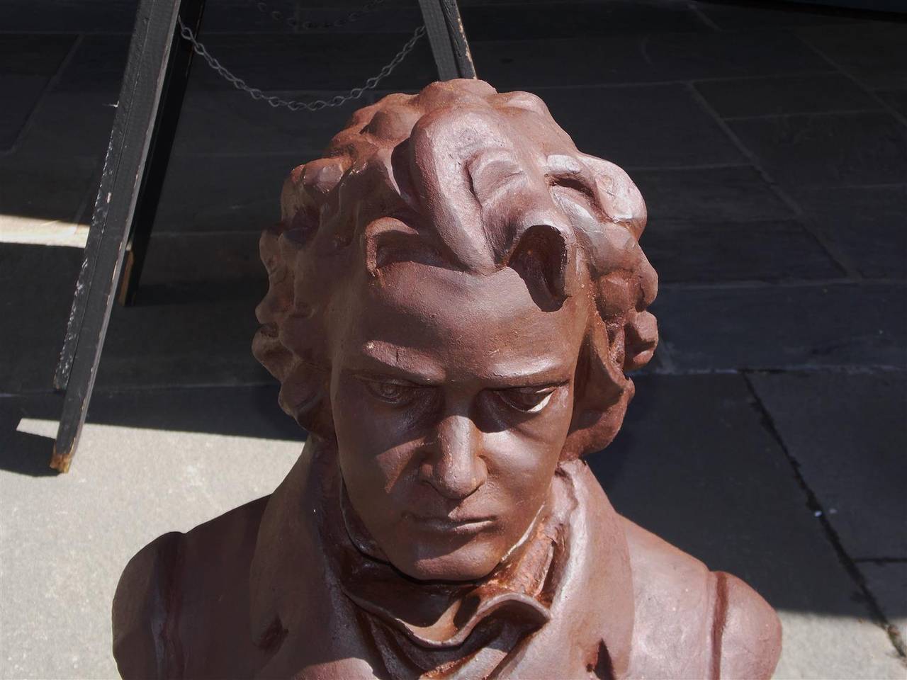 Expressionist Ludwig van Beethoven Cast Iron Bust, Late 20th Century