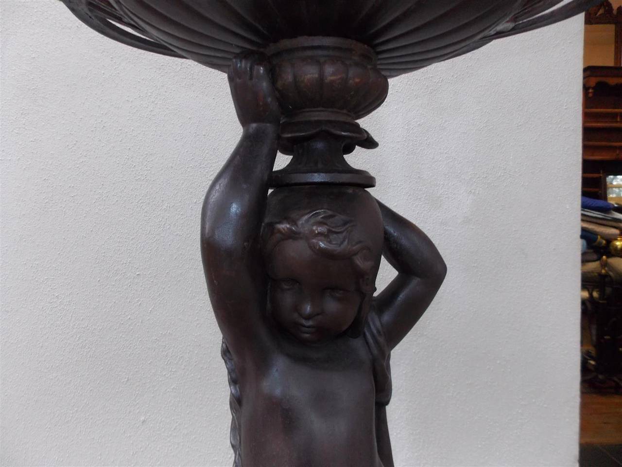 English Cast Iron Decorative Figural Pedestal, Circa 1830 In Excellent Condition In Charleston, SC
