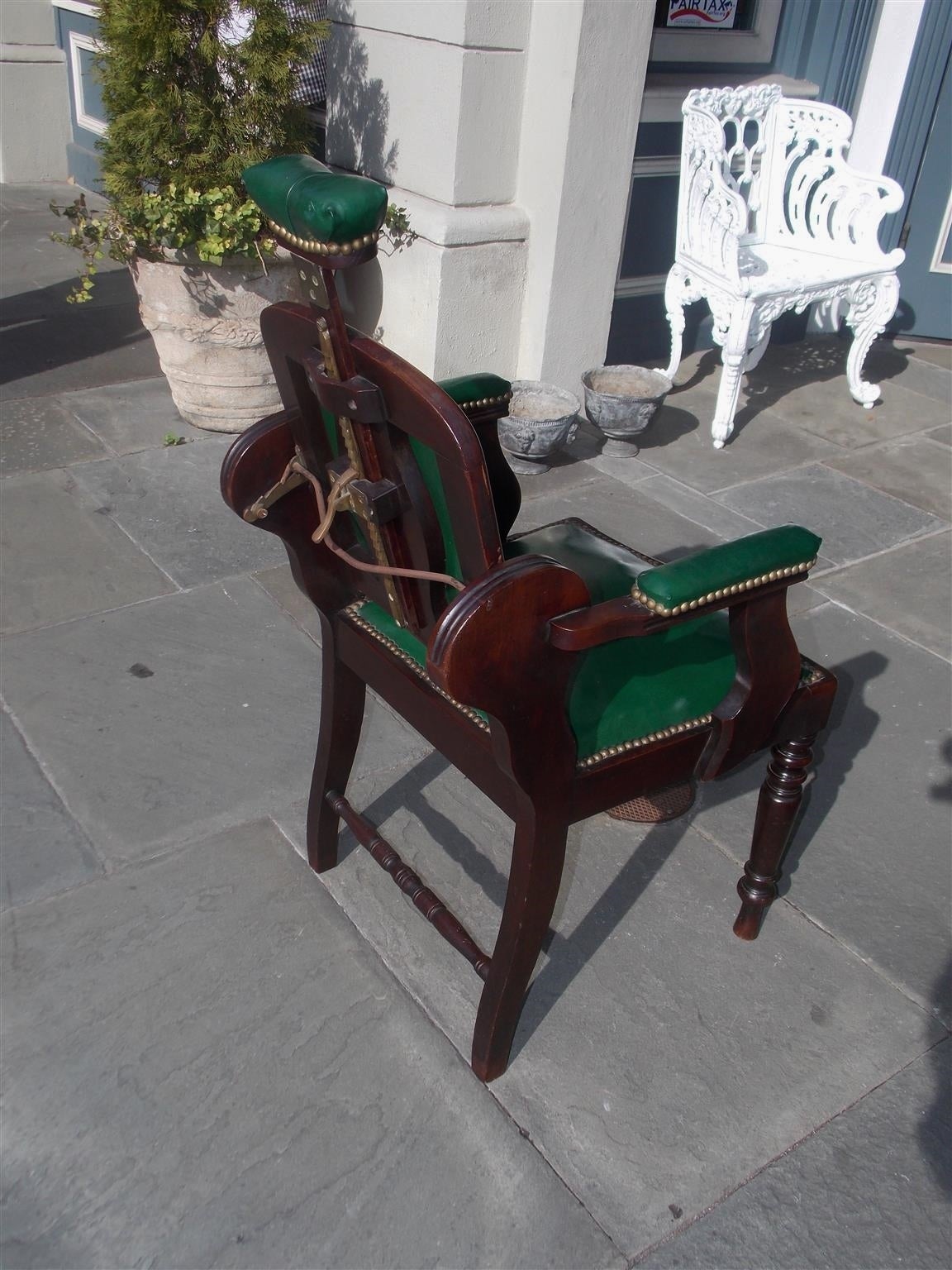 American Mahogany and Leather Dental Arm Chair, Circa 1840 For Sale 3