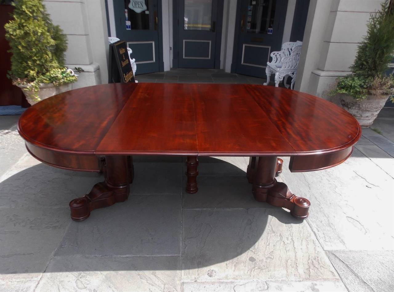 American Classical Mahogany Dining Table with Console Table, Boston Circa 1830 For Sale 1
