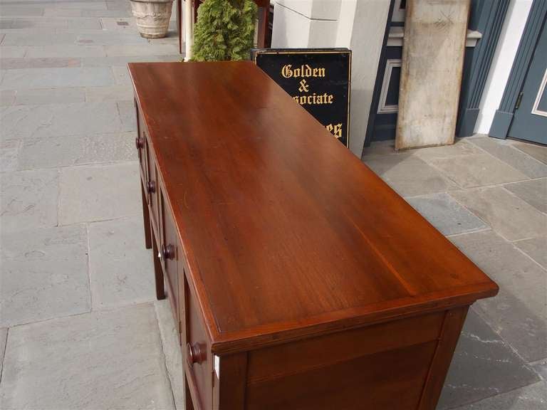 Hand-Carved American Walnut Paneled Sideboard with a Molded Edge and  Wood Knobs. 19th Cent.