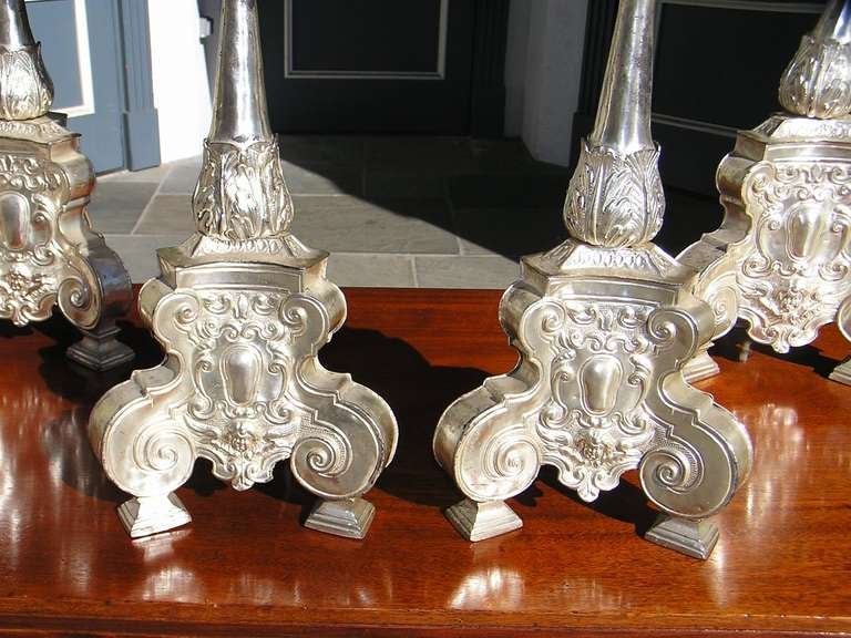 Set of Four Italian Silver Gilt Prickets For Sale 4