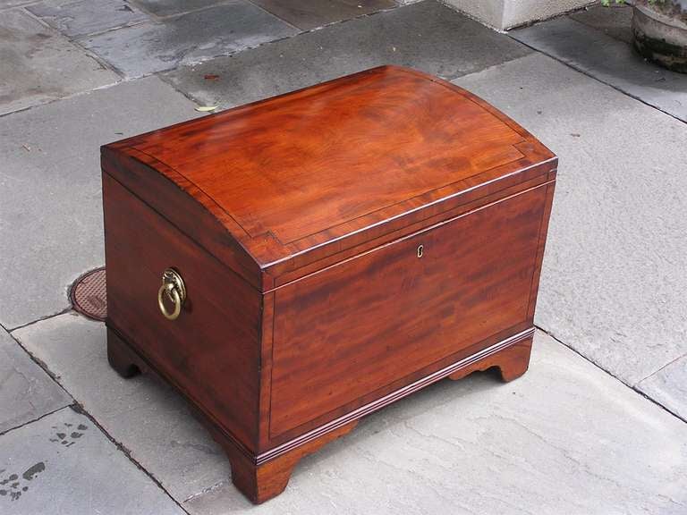 Hand-Carved American Mahogany Gentleman's Traveling Chest Circa 1815