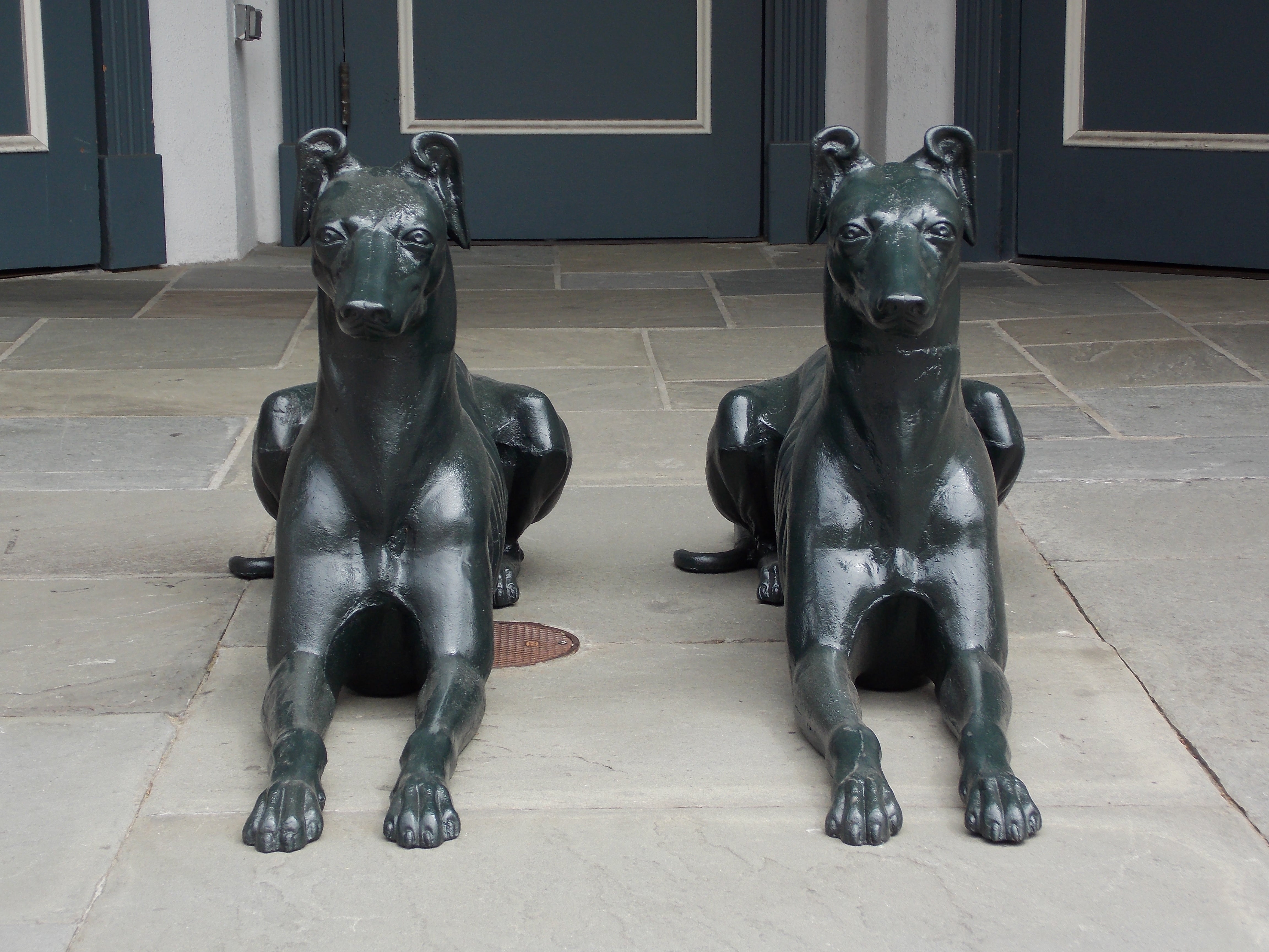 Pair of English Cast Iron Greyhounds, Circa 1820